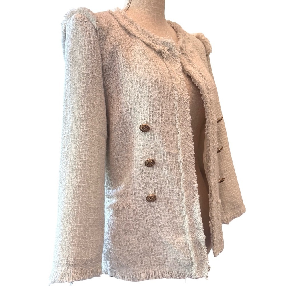 Vintage Cream Textured Jacket with Gold Buttons